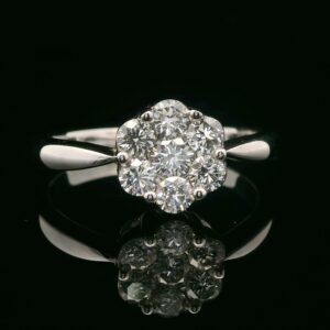 0.61ctw Natural Diamond Ring Style 18K White Gold Women, Earth Mined