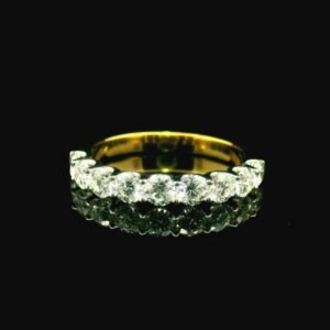 Genuine Diamond Ring 18K Yellow Gold Women, Earth Mined Natural Diamond Band Ring
