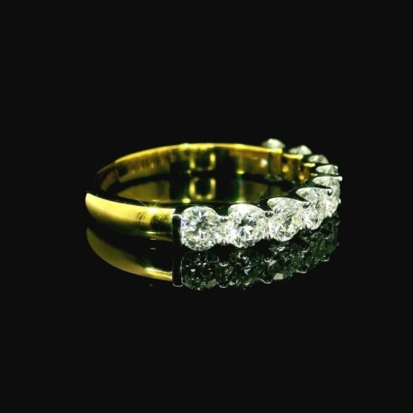 Genuine Diamond Ring 18K Yellow Gold Women, Earth Mined Natural Diamond Band Ring