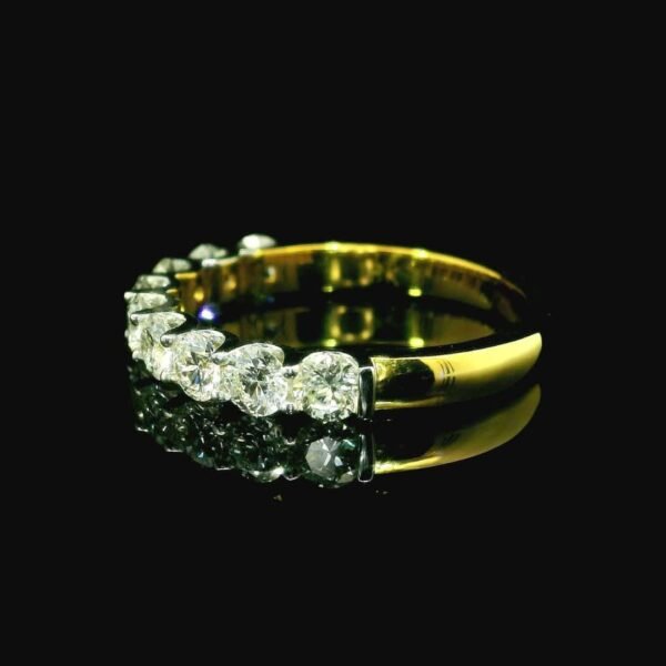 Genuine Diamond Ring 18K Yellow Gold Women, Earth Mined Natural Diamond Band Ring