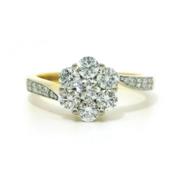 0.84Ct Round Cut Natural Diamond Real 18K Yellow Gold Luxury Engagement Ring