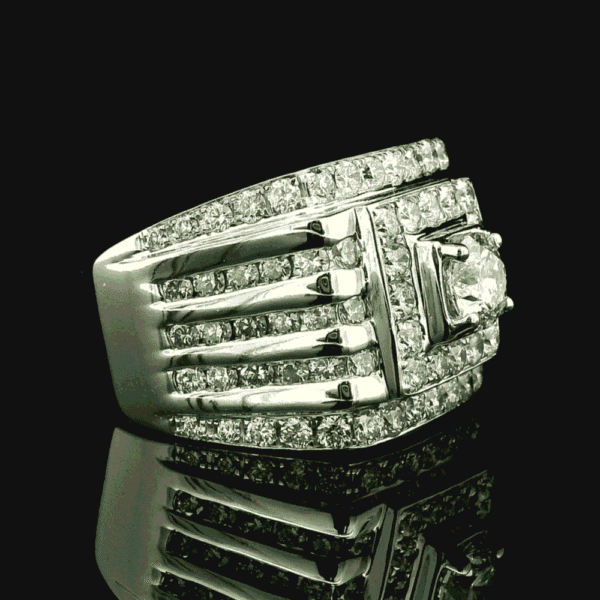 GIA Certified High Quality Natural Diamond 3.21 CTS Men's Ring 18K White Gold