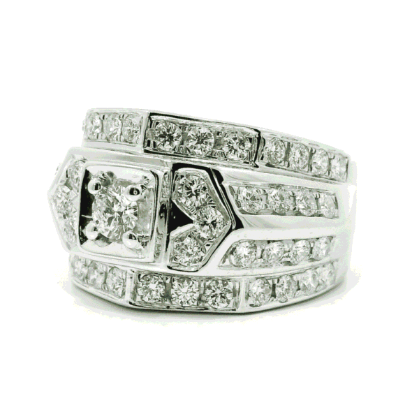 GIA Certified High Quality Natural Diamond 2.48 CTS Men's Ring 18K White Gold