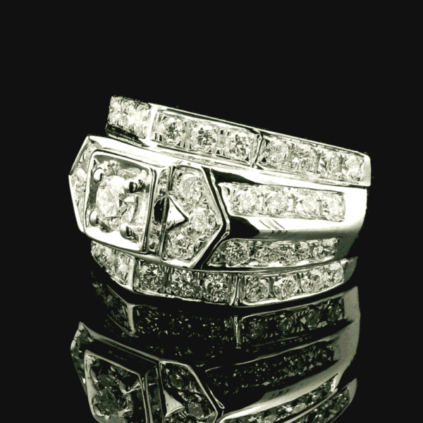 GIA Certified High Quality Natural Diamond 2.48 CTS Men's Ring 18K White Gold