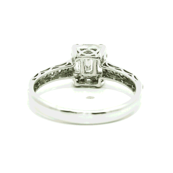 Genuine Baguette Natural Diamond 18K White Gold Ring