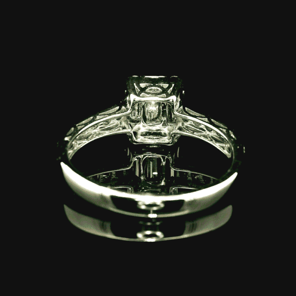 Genuine Baguette Natural Diamond 18K White Gold Ring