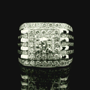 GIA Certified High Quality Natural Diamond 3.21 CTS Men's Ring 18K White Gold
