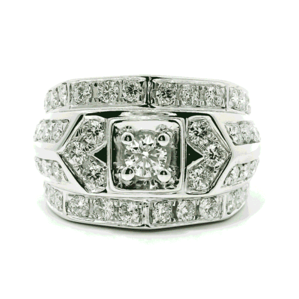 GIA Certified High Quality Natural Diamond 2.48 CTS Men's Ring 18K White Gold