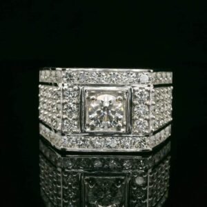 Natural Diamond 2.50 CT Men's Ring 18K White Gold