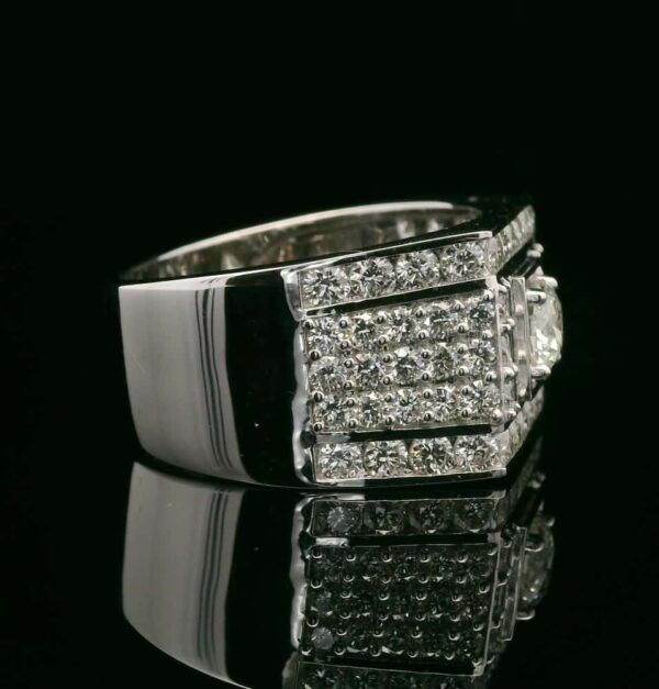 Natural Diamond 2.50 CT Men's Ring 18K White Gold