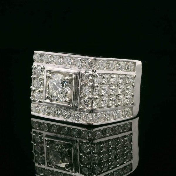 Natural Diamond 2.50 CT Men's Ring 18K White Gold