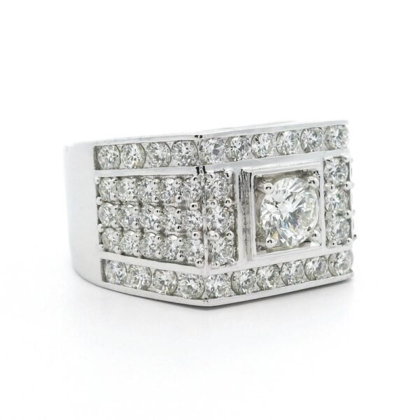 Natural Diamond 2.50 CT Men's Ring 18K White Gold