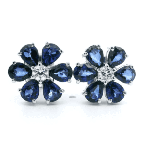 2.73 CT Natural Genuine Blue Sapphire Diamond Earring 18K White Gold