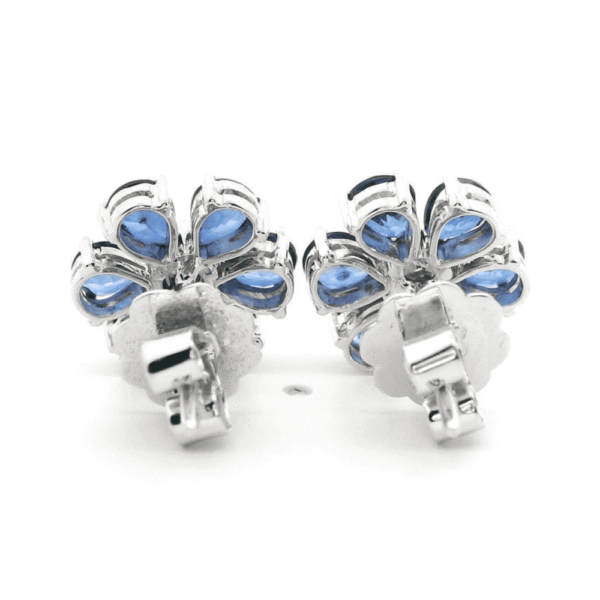 2.73 CT Natural Genuine Blue Sapphire Diamond Earring 18K White Gold