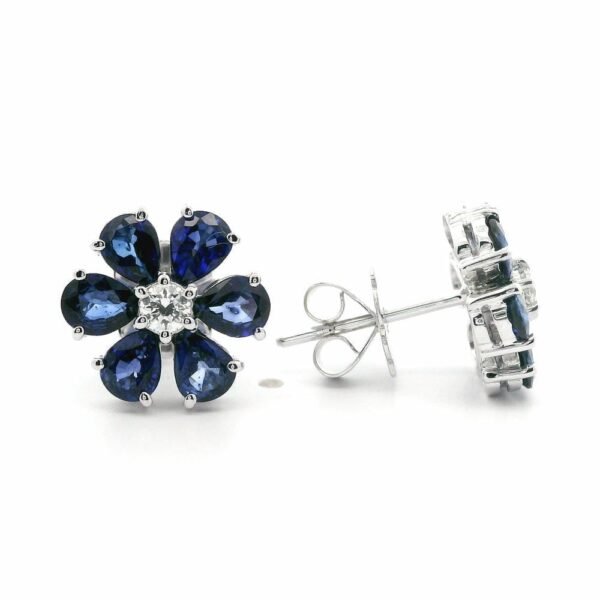 2.73 CT Natural Genuine Blue Sapphire Diamond Earring 18K White Gold