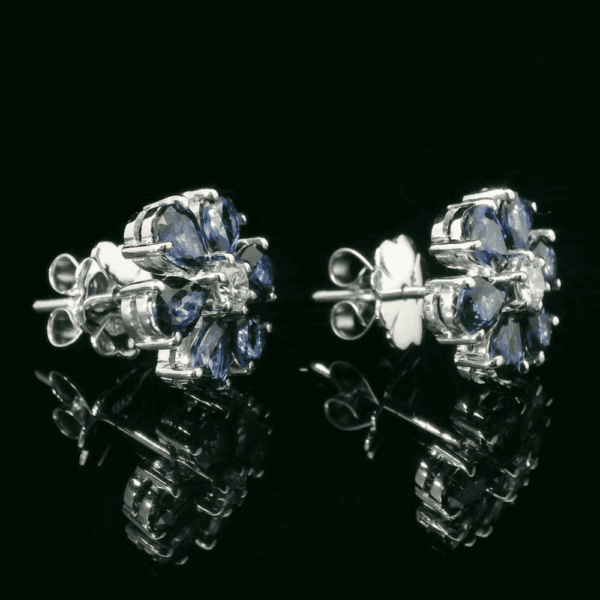 2.73 CT Natural Genuine Blue Sapphire Diamond Earring 18K White Gold