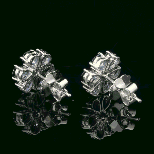 2.73 CT Natural Genuine Blue Sapphire Diamond Earring 18K White Gold