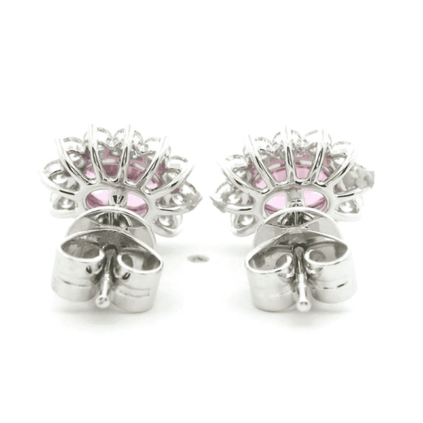 6.52 CT Natural Genuine Pink Sapphire Diamond Earring 18K White Gold
