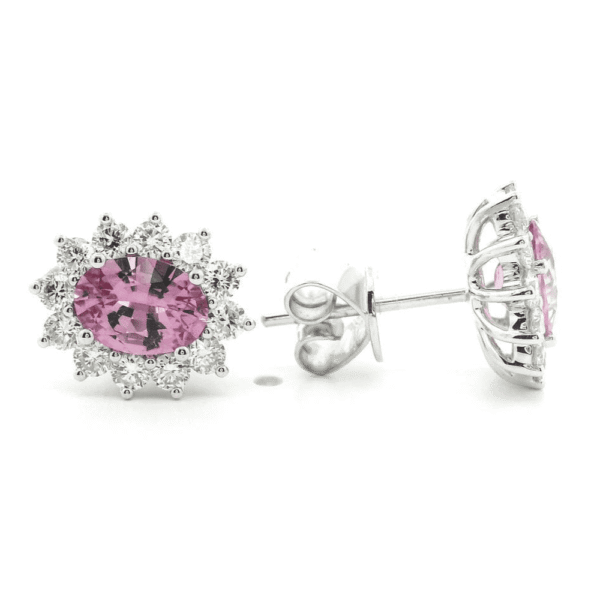 6.52 CT Natural Genuine Pink Sapphire Diamond Earring 18K White Gold