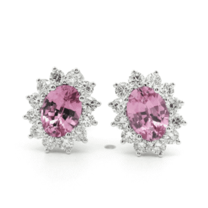 6.52 CT Natural Genuine Pink Sapphire Diamond Earring 18K White Gold