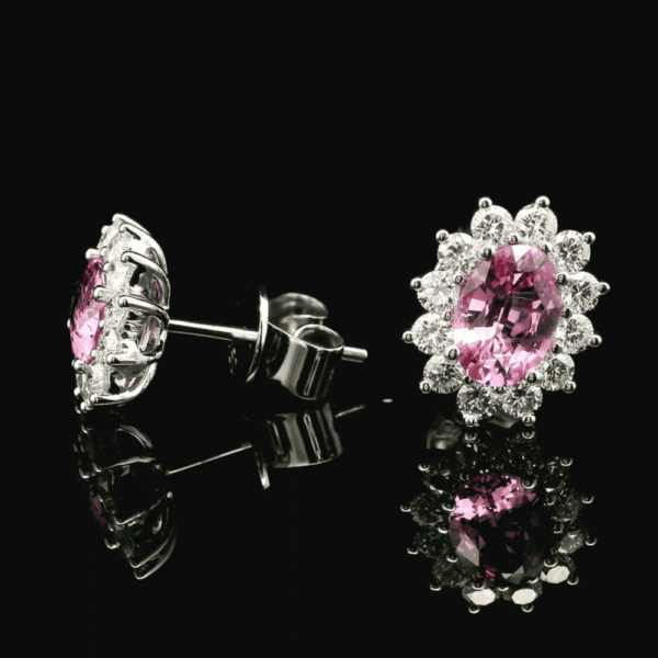 6.52 CT Natural Genuine Pink Sapphire Diamond Earring 18K White Gold
