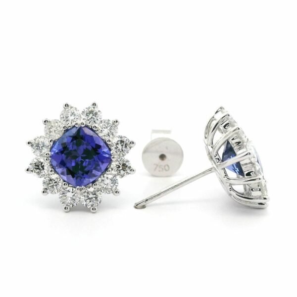 5.28CT Natural Genuine Tanzanite Diamond Earring 18K White Gold