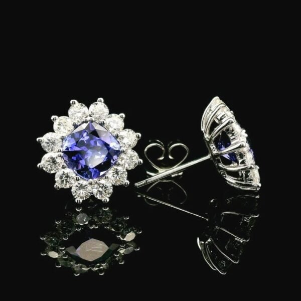 5.28CT Natural Genuine Tanzanite Diamond Earring 18K White Gold
