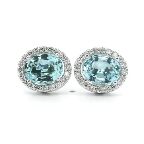 4.92 CT Natural Aquamarine Diamond Earring 18K White Gold