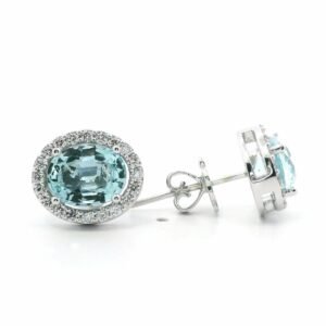 4.92 CT Natural Aquamarine Diamond Earring 18K White Gold