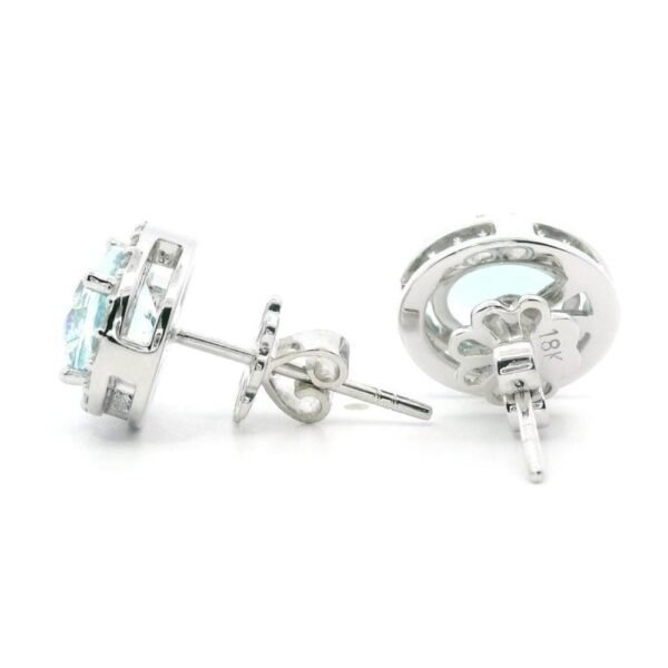 4.92 CT Natural Aquamarine Diamond Earring 18K White Gold