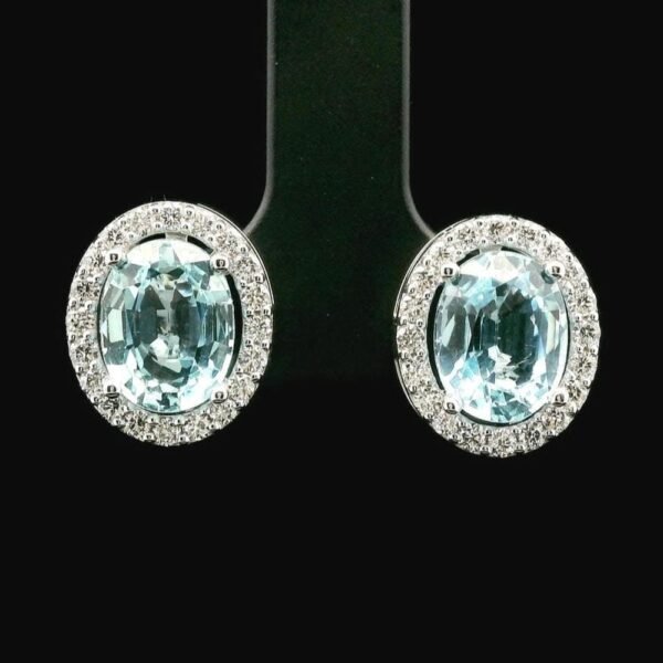 4.92 CT Natural Aquamarine Diamond Earring 18K White Gold