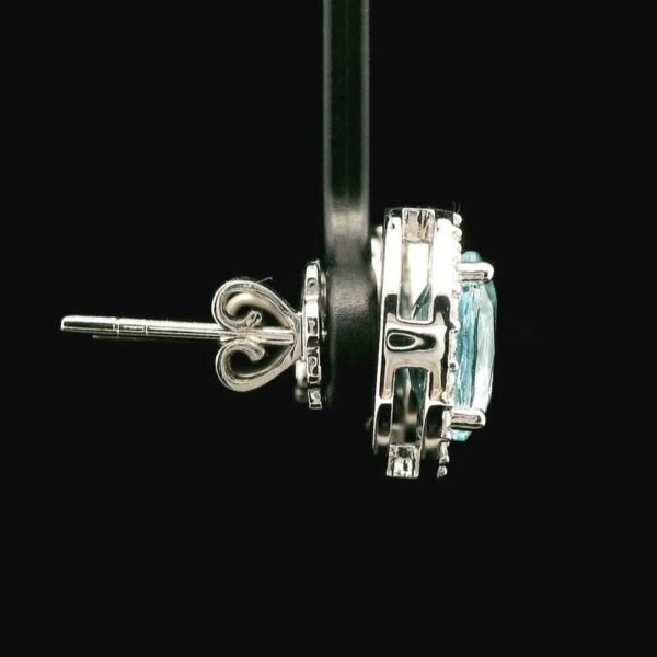 4.92 CT Natural Aquamarine Diamond Earring 18K White Gold