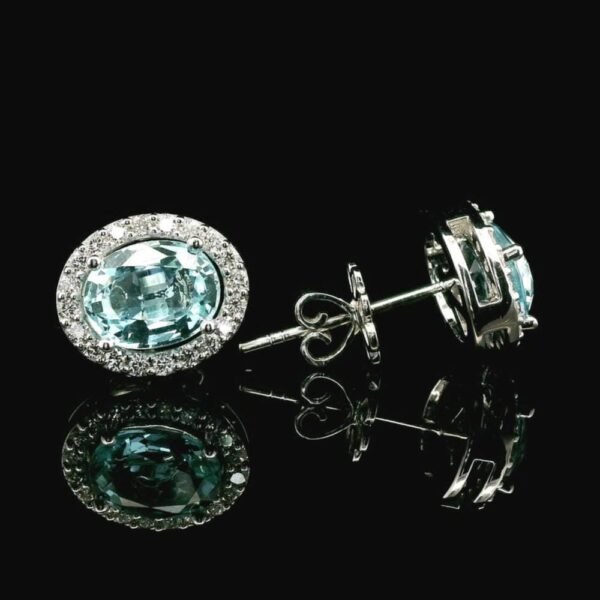 4.92 CT Natural Aquamarine Diamond Earring 18K White Gold