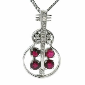 18K White Gold Round Ruby Diamond Pendant Natural 1.15 TCW
