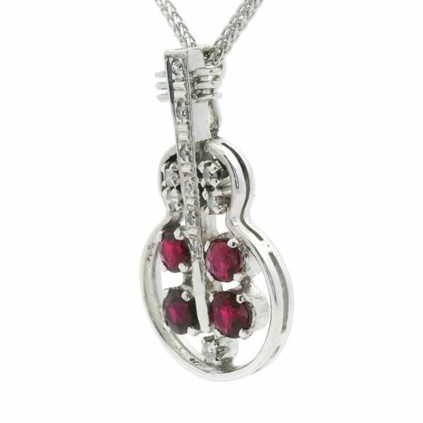 18K White Gold Round Ruby Diamond Pendant Natural 1.15 TCW