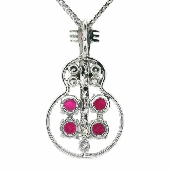 18K White Gold Round Ruby Diamond Pendant Natural 1.15 TCW