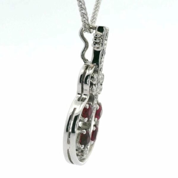 18K White Gold Round Ruby Diamond Pendant Natural 1.15 TCW