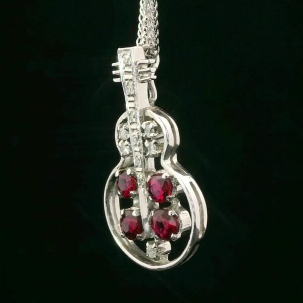 18K White Gold Round Ruby Diamond Pendant Natural 1.15 TCW