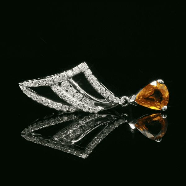1.71ctw Natural Yellow Sapphire Diamond Pendant 18K White Gold