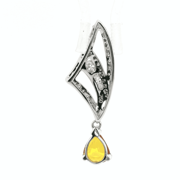 1.71ctw Natural Yellow Sapphire Diamond Pendant 18K White Gold