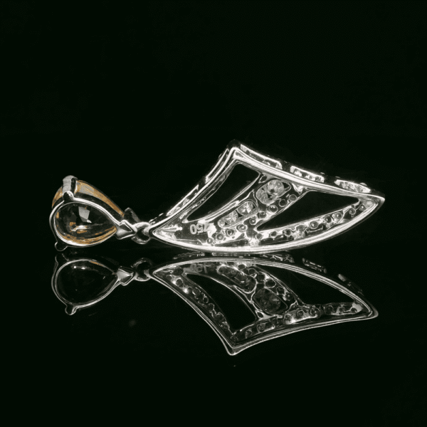 1.71ctw Natural Yellow Sapphire Diamond Pendant 18K White Gold