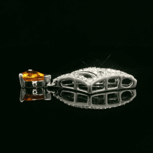 1.71ctw Natural Yellow Sapphire Diamond Pendant 18K White Gold