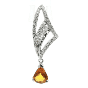1.71ctw Natural Yellow Sapphire Diamond Pendant 18K White Gold