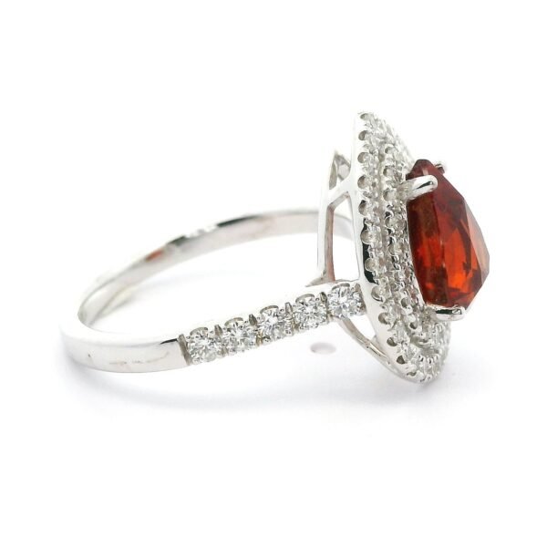 HI END 3CT GIA Certified Orange Spessartine Garnet Diamond Ring 18K White Gold