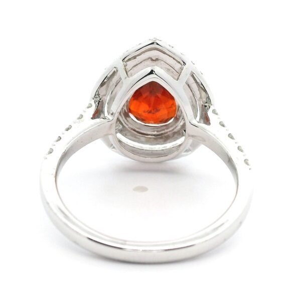 HI END 3CT GIA Certified Orange Spessartine Garnet Diamond Ring 18K White Gold