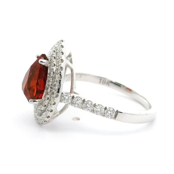 HI END 3CT GIA Certified Orange Spessartine Garnet Diamond Ring 18K White Gold