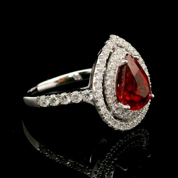 HI END 3CT GIA Certified Orange Spessartine Garnet Diamond Ring 18K White Gold