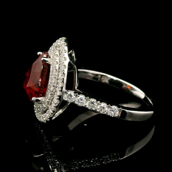 HI END 3CT GIA Certified Orange Spessartine Garnet Diamond Ring 18K White Gold