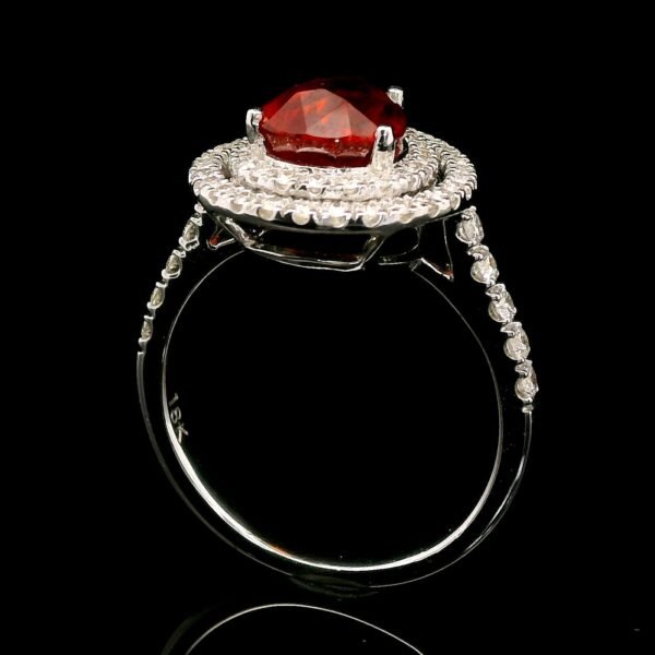 HI END 3CT GIA Certified Orange Spessartine Garnet Diamond Ring 18K White Gold