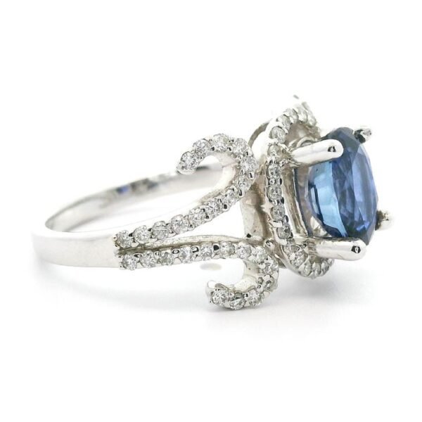 3.03CTW Natural Blue Sapphire Diamond Ring 18k White Gold Ring